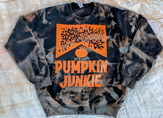 Orange Bleached Pumpkin Junkie Crew Neck