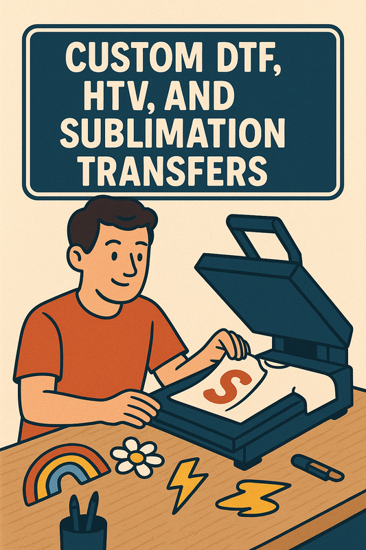 Custom DTF, HTV, and Sublimation Tranfers