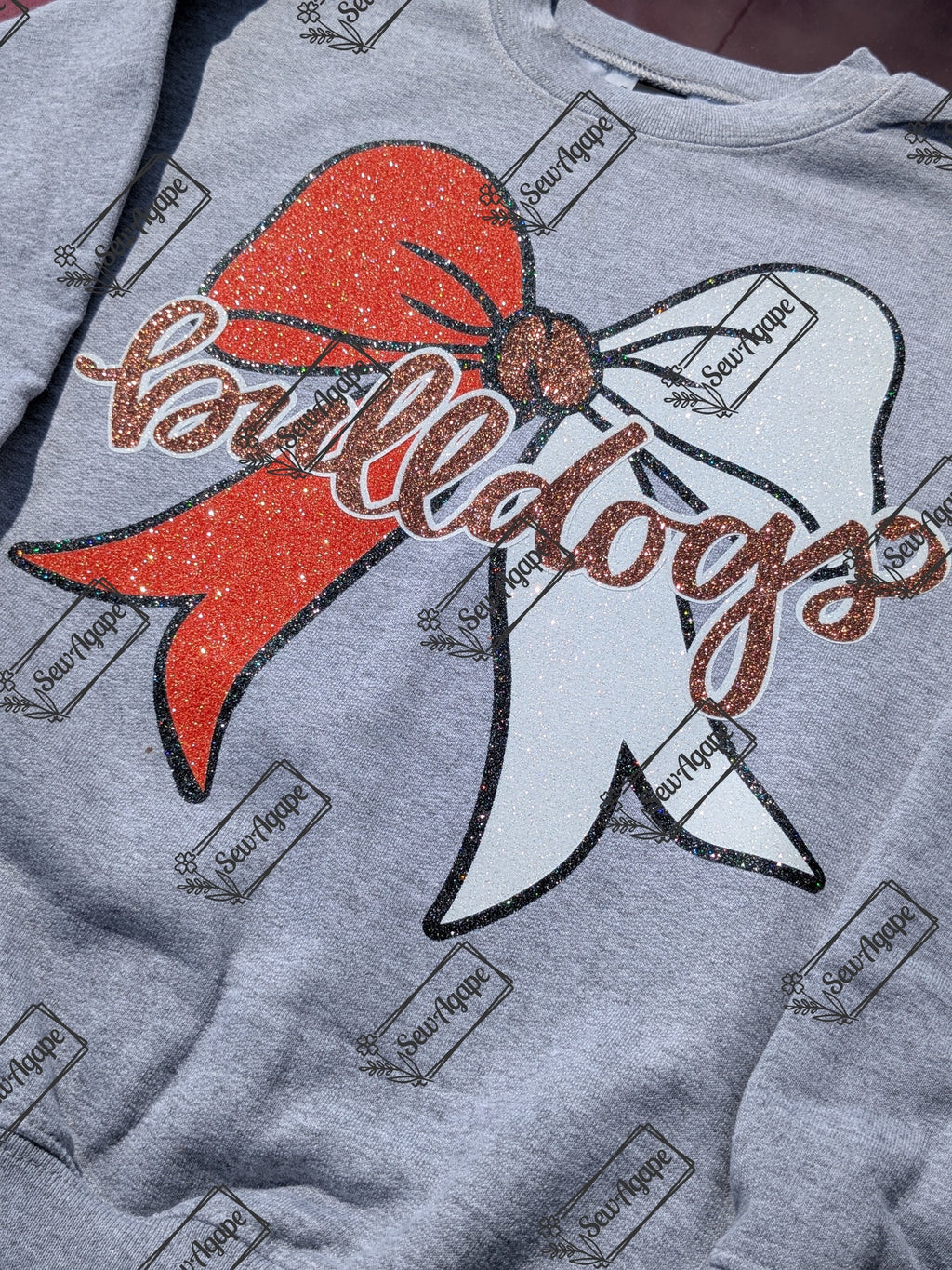 BLACK FRIDAY-Glitter Bulldog Bow Sweatshirt