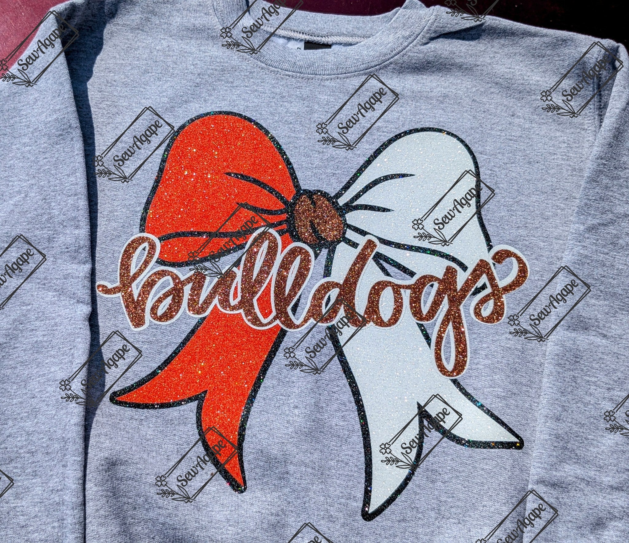 BLACK FRIDAY-Glitter Bulldog Bow Sweatshirt