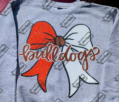 Glitter Bulldog Bow Sweatshirt