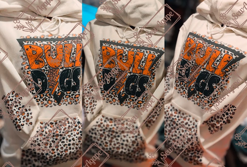 Bulldog leopard print hoodie