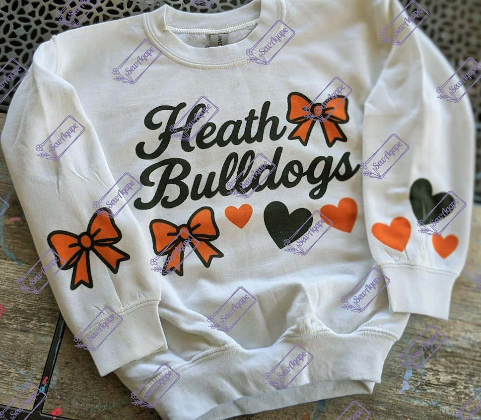 Heath Bulldogs Bows and Hearts