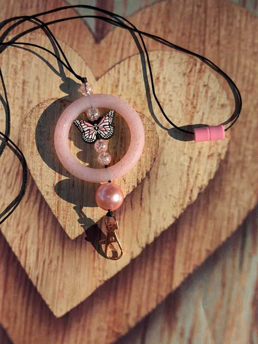 Pink Butterfly Laynard