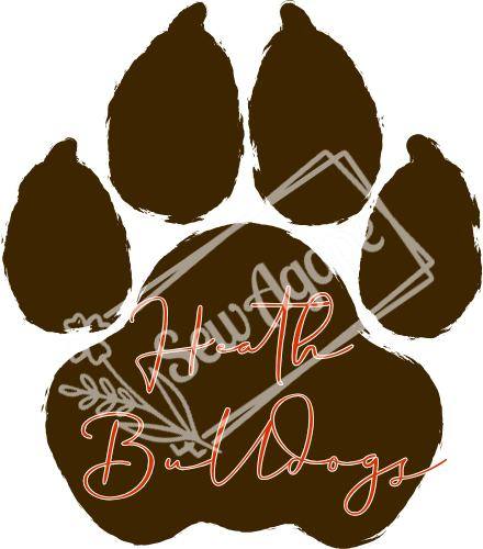 Cursive Heath Bulldogs Paw