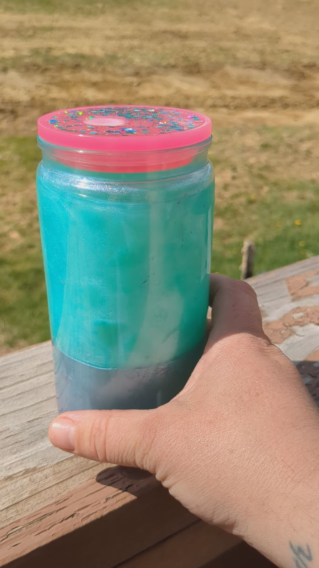 Teal and Pink Lava Cup